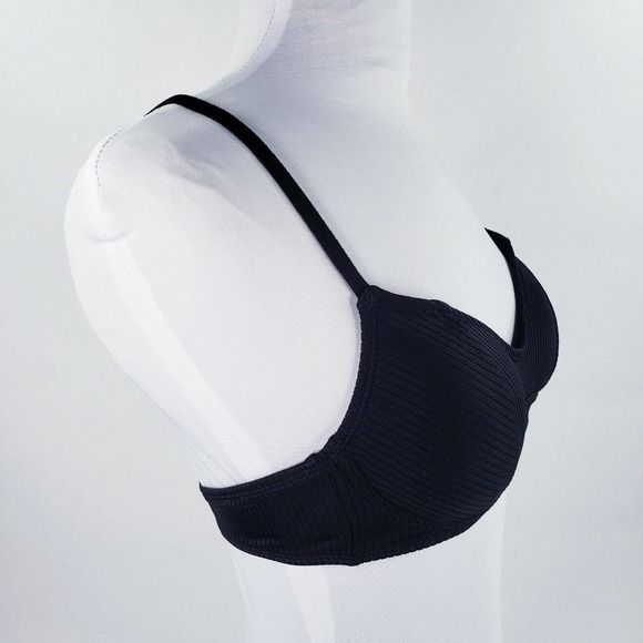 Xhilaration Bikini Swim Top Black Ribbed Juniors 3/5 Womens XS 0/2 - Picture 2 of 9